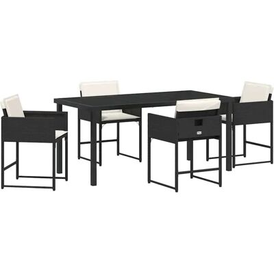 vidaXL - 5‑teiliges Outdoor-Essset - Schwarz - Gartenmöbelset vidaXL - 5‑teiliges Outdoor-Essset - Schwarz - Gartenmöbelset