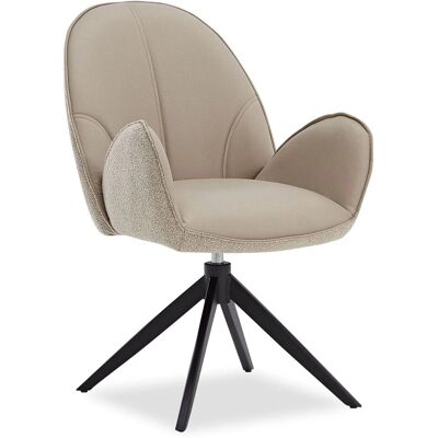 Homestyle4u Polsterstuhl Bouclé Leder Beige Drehbar 2843 Homestyle4u Polsterstuhl Bouclé Leder Beige Drehbar 2843