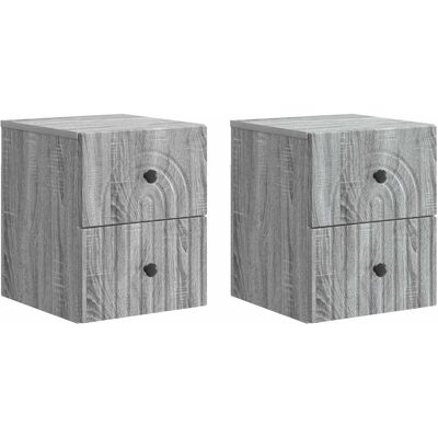 vidaXL Wandmontierter Nachttisch 2 Stk Graues Sonoma 33 x 34,5 x 40 cm 898138 vidaXL Wandmontierter Nachttisch 2 Stk Graues Sonoma 33 x 34,5 x 40 cm 898138