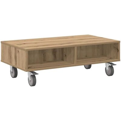 vidaXL Beistelltisch mit Rädern Artisan-Eiche 90 x 50 x 30 cm 891023 vidaXL Beistelltisch mit Rädern Artisan-Eiche 90 x 50 x 30 cm 891023