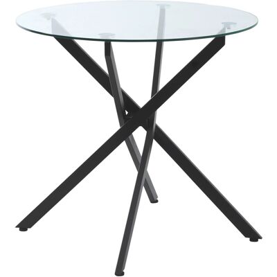 HOMCOM Beistelltisch mit Sicherheitsglas Runder Metall Schwarz 80 x 80 x 75 cm HOMCOM Beistelltisch mit Sicherheitsglas Runder Metall Schwarz 80 x 80 x 75 cm