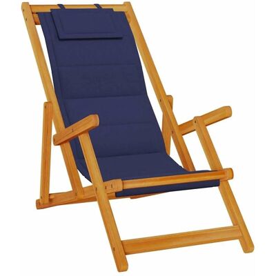 vidaXL Klappstuhl mit Armlehnen Blaues Akazienholz & Textilene 4108069 vidaXL Klappstuhl mit Armlehnen Blaues Akazienholz & Textilene 4108069