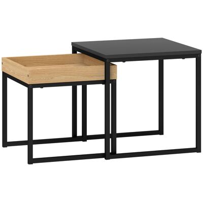 HOMCOM 2er-Set Couchtisch Eckiger Beistelltisch für Wohnzimmer Schwarz HOMCOM 2er-Set Couchtisch Eckiger Beistelltisch für Wohnzimmer Schwarz