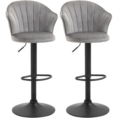 HOMCOM - HOMCOM 2er-Set drehbare Barstühle mit Lehne - Grau - Bar stools HOMCOM - HOMCOM 2er-Set drehbare Barstühle mit Lehne - Grau - Bar stools