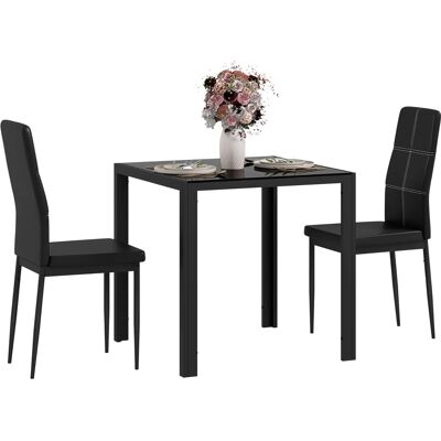 HOMCOM Essgruppe Gehärtetes Glas Metall 75L x 75B x 75H cm Schwarz HOMCOM Essgruppe Gehärtetes Glas Metall 75L x 75B x 75H cm Schwarz