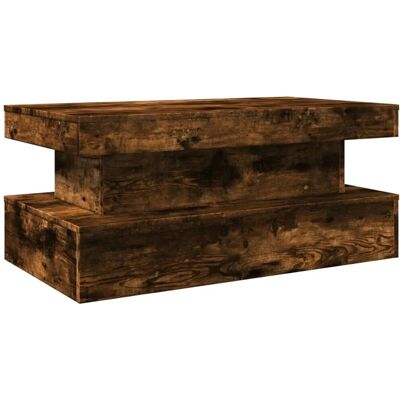 vidaXL Couchtisch mit LED-Leuchten Räuchereiche 90x50x40 cm 839851 vidaXL Couchtisch mit LED-Leuchten Räuchereiche 90x50x40 cm 839851