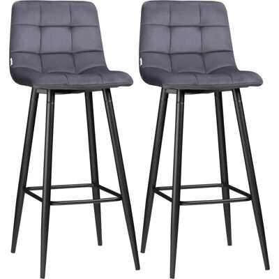 HOMCOM - 2er-Set Barhocker - Grau - Stahlbeine - Bar stools HOMCOM - 2er-Set Barhocker - Grau - Stahlbeine - Bar stools