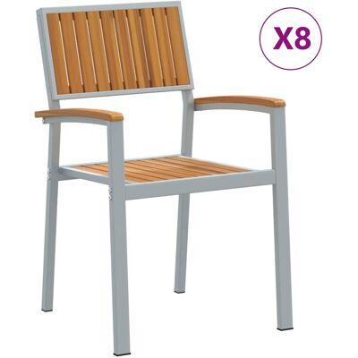 Graue Stahl- und Akaziengartenstühle - 8 Stück Graue Stahl- und Akaziengartenstühle - 8 Stück