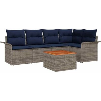 vidaXL Gartensofa-set 6 Stk Grau und Marineblau Poly-Rattan 3356001 vidaXL Gartensofa-set 6 Stk Grau und Marineblau Poly-Rattan 3356001