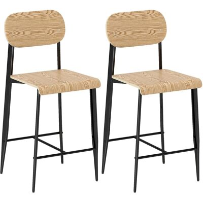 HOMCOM Barhocker 2er Set Barstuhl Küchenstuhl Naturholz+Schwarz HOMCOM Barhocker 2er Set Barstuhl Küchenstuhl Naturholz+Schwarz