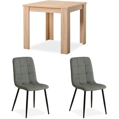 Homestyle4u Essgruppe mit Tisch Natur und 2 Polsterstühlen Grau 2377 Homestyle4u Essgruppe mit Tisch Natur und 2 Polsterstühlen Grau 2377