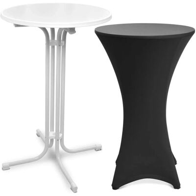 Beautissu Bellini Stehtisch ø 80cm Weiß mit Stella Stehtischhusse ø 80cm Schwarz Beautissu Bellini Stehtisch ø 80cm Weiß mit Stella Stehtischhusse ø 80cm Schwarz