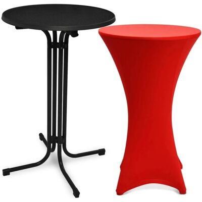 Beautissu Bellini Stehtisch ø 80cm Schwarz mit Stella Stehtischhusse ø 80cm Rot Beautissu Bellini Stehtisch ø 80cm Schwarz mit Stella Stehtischhusse ø 80cm Rot