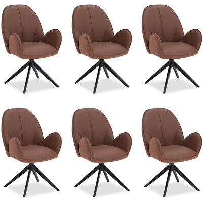 Homestyle4u Polsterstuhl 6er Set Bouclé Leder Braun Drehbar 3071 Homestyle4u Polsterstuhl 6er Set Bouclé Leder Braun Drehbar 3071