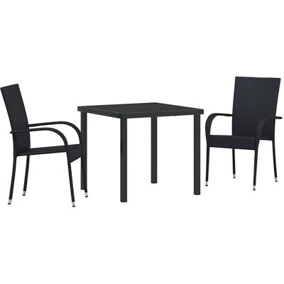 Vidaxl Gartentisch-Set - 3 Teile Schwarz - Robuste Outdoor-Möbel Vidaxl Gartentisch-Set - 3 Teile Schwarz - Robuste Outdoor-Möbel