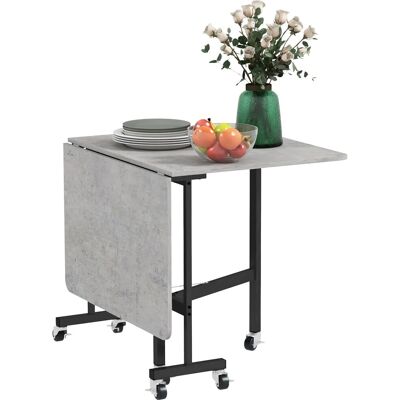 HOMCOM Esstisch Klappbar mit Rollen Stahlbeine 120 x 80 x 73 cm Grau HOMCOM Esstisch Klappbar mit Rollen Stahlbeine 120 x 80 x 73 cm Grau