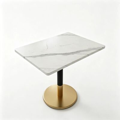 okwish Esstisch Marmoroptik Metal Säule GoldBase Büro Meeting 80x60x75cm Weiß okwish Esstisch Marmoroptik Metal Säule GoldBase Büro Meeting 80x60x75cm Weiß
