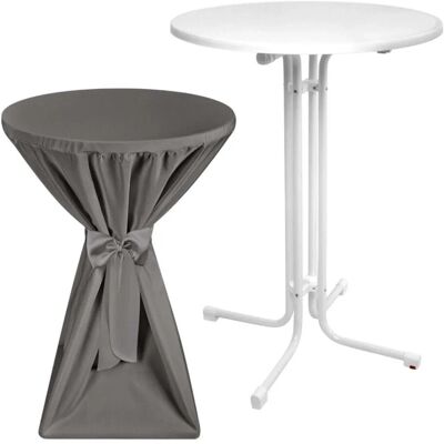 Beautissu Sylt Stehtisch ø 70cm Weiß mit Premium Stehtischhusse ø 70cm Anthrazit Beautissu Sylt Stehtisch ø 70cm Weiß mit Premium Stehtischhusse ø 70cm Anthrazit