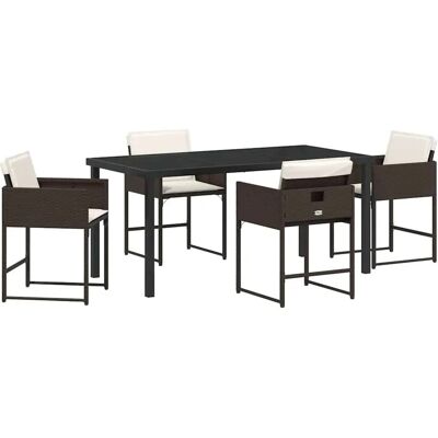 vidaXL - Garten Ess-Set 5tlg - Braun - Poly-Rattan - Garten Ess-Set vidaXL - Garten Ess-Set 5tlg - Braun - Poly-Rattan - Garten Ess-Set