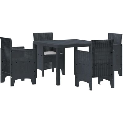 Vidaxl - 5-Piece - Polyrattan - Antracite - Garden Dining Set Vidaxl - 5-Piece - Polyrattan - Antracite - Garden Dining Set