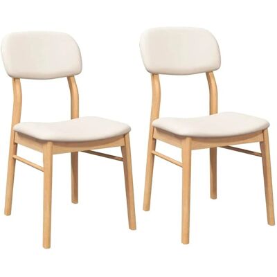 vidaXL Esszimmerstühle mit Kissen - 2 Stück Natur Massivholz Gummibaum vidaXL Esszimmerstühle mit Kissen - 2 Stück Natur Massivholz Gummibaum