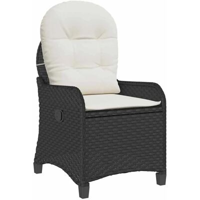VidaXL Schwarzer Outdoor-Recliner mit Kissen VidaXL Schwarzer Outdoor-Recliner mit Kissen