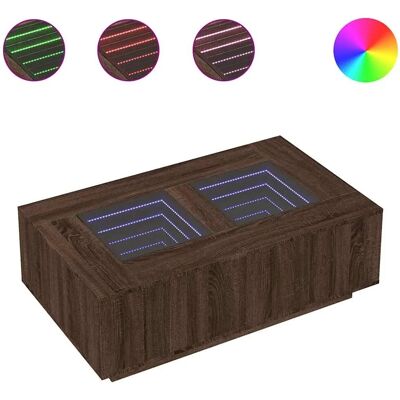 vidaXL Braune Eiche LED Couchtisch - Wohnzimmer Möbel vidaXL Braune Eiche LED Couchtisch - Wohnzimmer Möbel