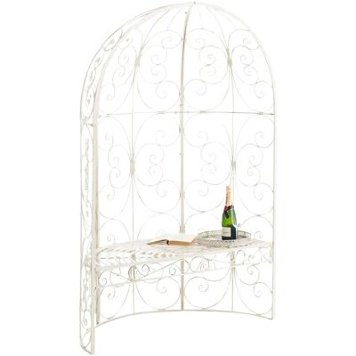 DELUKE Halbpavillon Mit Sitzbank BOSTON Metall Antik-creme 120x58x178cm Gartenbank Mit Lehne Rankhilfe DELUKE Halbpavillon Mit Sitzbank BOSTON Metall Antik-creme 120x58x178cm Gartenbank Mit Lehne Rankhilfe