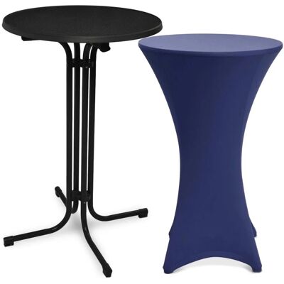 Beautissu Bellini Stehtisch ø 80cm Schwarz mit Stella Stehtischhusse ø 80cm Blau Beautissu Bellini Stehtisch ø 80cm Schwarz mit Stella Stehtischhusse ø 80cm Blau