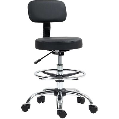 HOMCOM Bürostuhl Stahl Kunstleder Schwarz 52L x 52B x 78-92H cm HOMCOM Bürostuhl Stahl Kunstleder Schwarz 52L x 52B x 78-92H cm