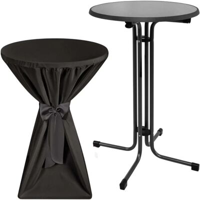 Beautissu Sylt Stehtisch ø 80cm Grau mit Premium Stehtischhusse ø 80cm Schwarz Beautissu Sylt Stehtisch ø 80cm Grau mit Premium Stehtischhusse ø 80cm Schwarz