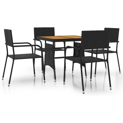 vidaXL Garten Esstisch-Set - Wetterfester Rattan - Stahlrahmen vidaXL Garten Esstisch-Set - Wetterfester Rattan - Stahlrahmen