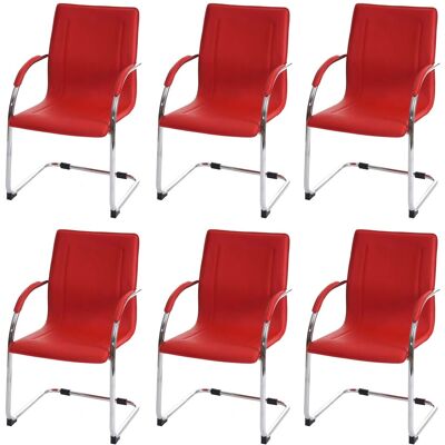 PROREGAL Konferenzstuhl 6er-Set Sammy 93x56x56cm Sitzhöhe 47cm Stahl Rot Besucherstuhl Freischwinger Lehnstuhl PROREGAL Konferenzstuhl 6er-Set Sammy 93x56x56cm Sitzhöhe 47cm Stahl Rot Besucherstuhl Freischwinger Lehnstuhl