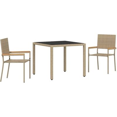 vidaXL Garten Essgruppe 3-Tlg Beige Poly-Rattan 3365386 vidaXL Garten Essgruppe 3-Tlg Beige Poly-Rattan 3365386