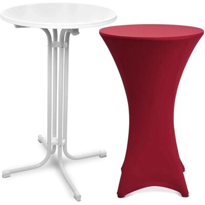 Beautissu Bellini Stehtisch ø 80cm Weiß mit Stella Stehtischhusse ø 80cm Bordeaux Beautissu Bellini Stehtisch ø 80cm Weiß mit Stella Stehtischhusse ø 80cm Bordeaux