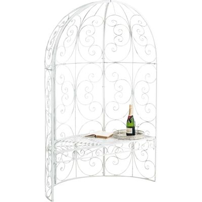 DELUKE Halbpavillon Mit Sitzbank BOSTON Metall Antik Weiß 120x58x178cm Gartenbank Mit Lehne Rankhilfe DELUKE Halbpavillon Mit Sitzbank BOSTON Metall Antik Weiß 120x58x178cm Gartenbank Mit Lehne Rankhilfe