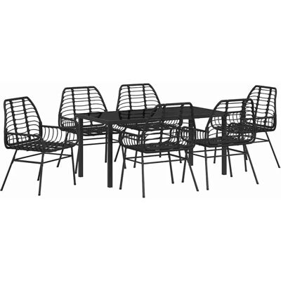 Generic - 7pc Poly Rattan - Schwarz - Gartenmöbel Set Generic - 7pc Poly Rattan - Schwarz - Gartenmöbel Set