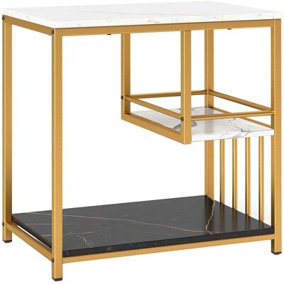 Costway Beistelltisch Marmor Optik 3-Stufiger Nachttisch Sofatisch Costway Beistelltisch Marmor Optik 3-Stufiger Nachttisch Sofatisch