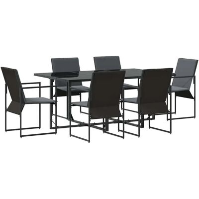 vidaXL Garten Essgruppe 7-Tlg Schwarz Stahl 3335859 vidaXL Garten Essgruppe 7-Tlg Schwarz Stahl 3335859