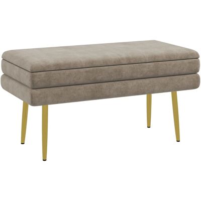 HOMCOM Sitzbank Polsterbank mit Stauraum Samtoptik Beige 79 x 37 x 43 cm HOMCOM Sitzbank Polsterbank mit Stauraum Samtoptik Beige 79 x 37 x 43 cm