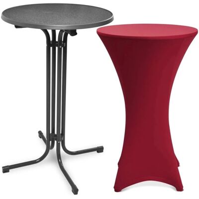 Beautissu Bellini Stehtisch ø 80cm Grau mit Stella Stehtischhusse ø 80cm Bordeaux Beautissu Bellini Stehtisch ø 80cm Grau mit Stella Stehtischhusse ø 80cm Bordeaux