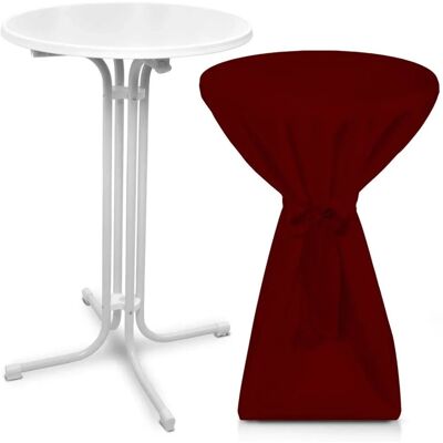 Beautissu Bellini Stehtisch ø 80cm Weiß mit Premium Stehtischhusse ø 80cm Bordeaux Beautissu Bellini Stehtisch ø 80cm Weiß mit Premium Stehtischhusse ø 80cm Bordeaux