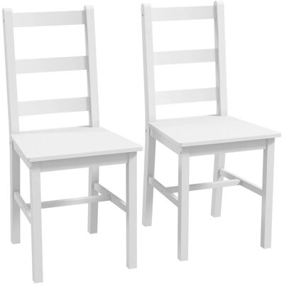 HOMCOM Esszimmerstühle Kiefernholz 41,5L x 46B x 90H cm Weiß HOMCOM Esszimmerstühle Kiefernholz 41,5L x 46B x 90H cm Weiß