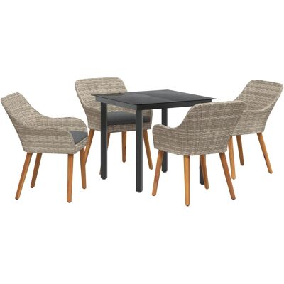 vidaXL Essgruppe 5-Tlg Hellgrau Poly Rattan 3261713 vidaXL Essgruppe 5-Tlg Hellgrau Poly Rattan 3261713