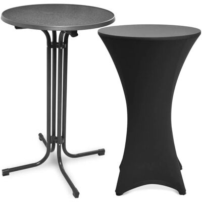 Beautissu Bellini Stehtisch ø 60cm Grau mit Stella Stehtischhusse ø 60cm Schwarz Beautissu Bellini Stehtisch ø 60cm Grau mit Stella Stehtischhusse ø 60cm Schwarz