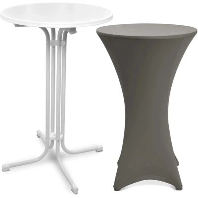Beautissu Bellini Stehtisch ø 80cm Weiß mit Stella Stehtischhusse ø 80cm Anthrazit Beautissu Bellini Stehtisch ø 80cm Weiß mit Stella Stehtischhusse ø 80cm Anthrazit