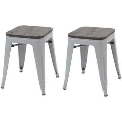 MCW 2x Hocker A73 Inkl. Holz-Sitzfläche Grau MCW 2x Hocker A73 Inkl. Holz-Sitzfläche Grau