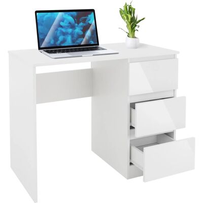 ML-Design Schreibtisch mit 3 Schubladen 90x76x50 cm Weiß Arbeitstisch ML-Design Schreibtisch mit 3 Schubladen 90x76x50 cm Weiß Arbeitstisch