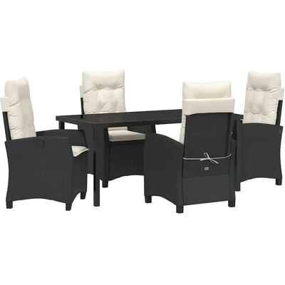 vidaXL - 5-Piece - Schwarz - Polyrattan - Garten Esstisch-Set vidaXL - 5-Piece - Schwarz - Polyrattan - Garten Esstisch-Set