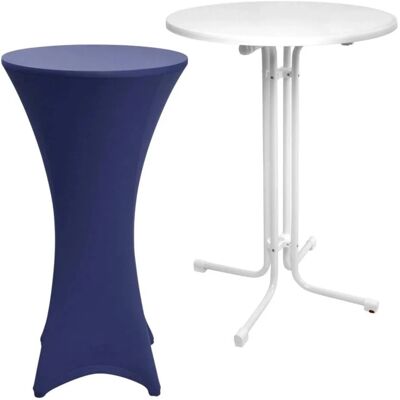 Beautissu Sylt Stehtisch ø 70cm Weiß mit Stella Stehtischhusse ø 70cm Blau Beautissu Sylt Stehtisch ø 70cm Weiß mit Stella Stehtischhusse ø 70cm Blau